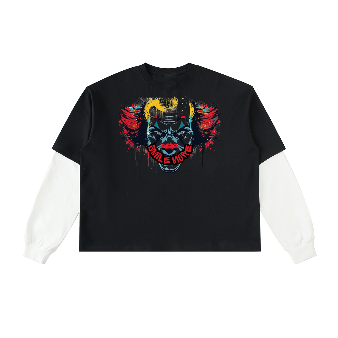 SMILE MORE Layered Contrast Sleeve Shirt