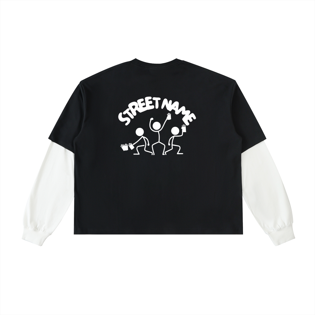 SMILE MORE Layered Contrast Sleeve Shirt