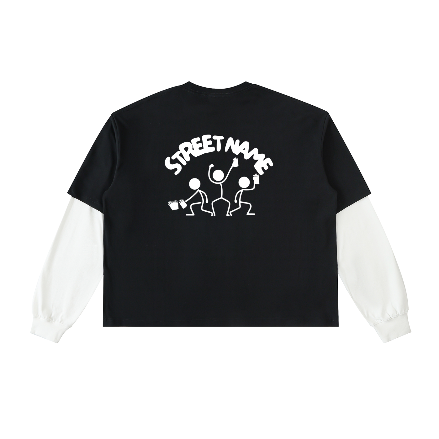 SMILE MORE Layered Contrast Sleeve Shirt